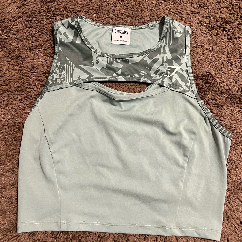 Gymshark Women's Green Patterned Tank Top